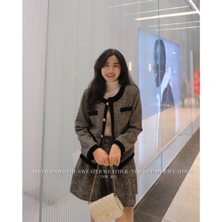 Set tiểu thư dạ tiêu viền đen kèm chân váy xoè the.sweaterweather TSW