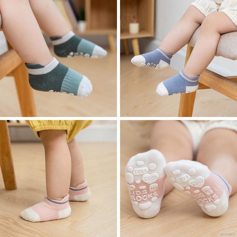 5 đôi tất chống trượt họa tiết sọc dễ thương cho bé từ 0-12 tuổi