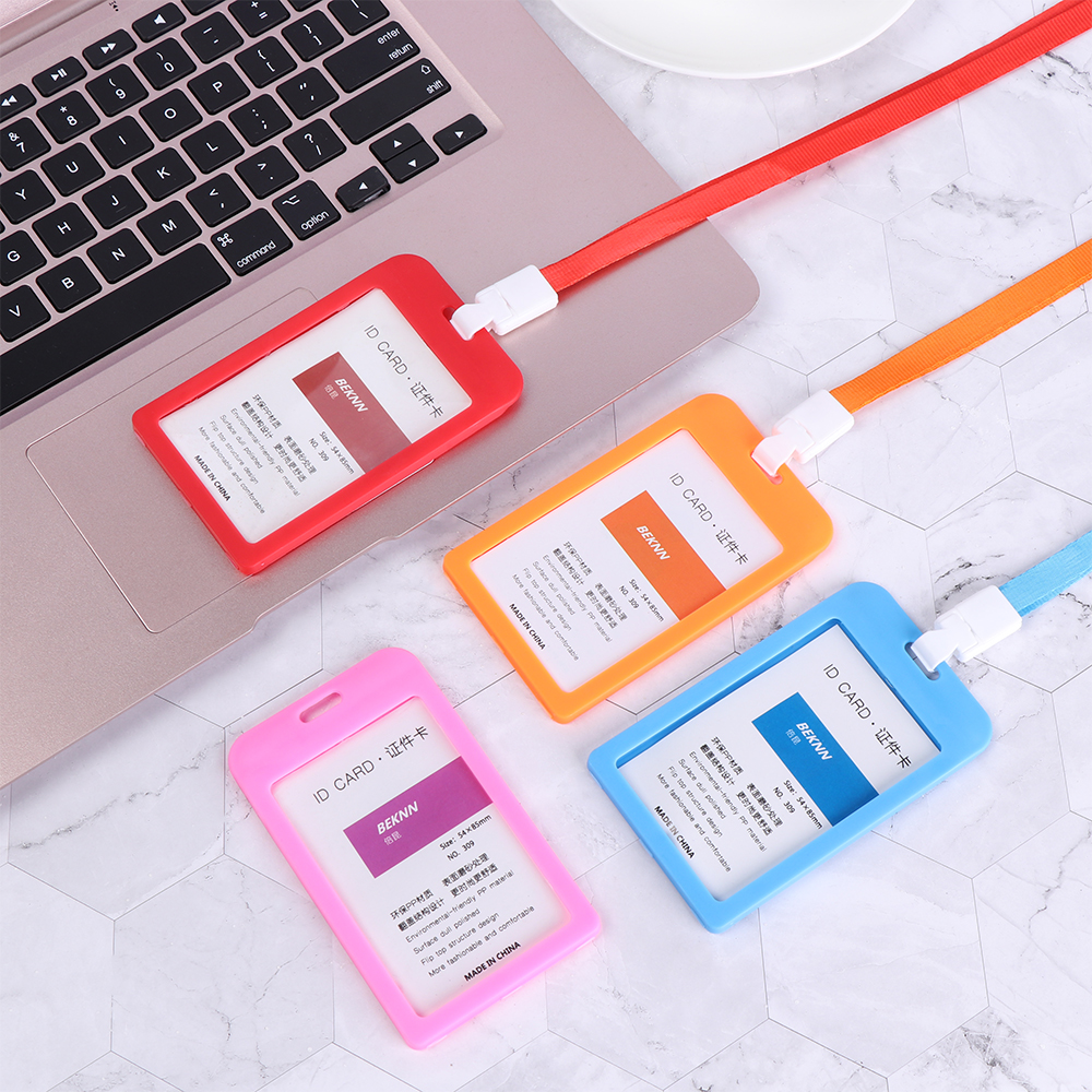 Bao đựng bảng tên bằng silicon kèm dây đeo thời trang cho học sinh và nhân viên văn phòng