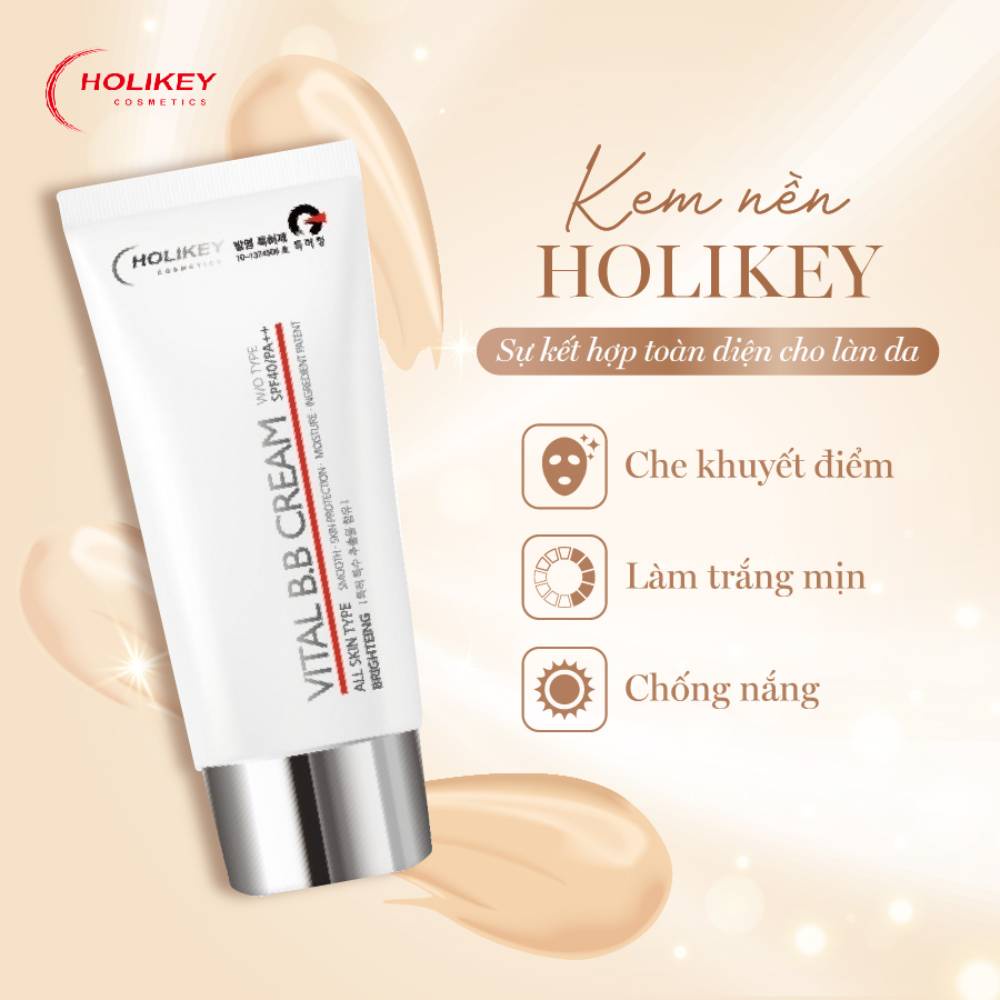 KEM BB CREAM CHỐNG NẮNG, CHỐNG NƯỚC, CHE PHỦ HOÀN HẢO HOLIKEY VITAL BB CREAM SPF40 50ML CHÍNH HÃNG - 9861