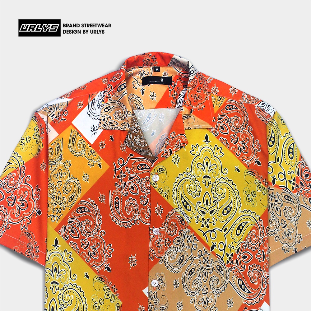 Áo sơ mi tay ngắn nam nữ URLYS form rộng sơ mi họa tiết tay lỡ cổ vest unisex ulzzang USM601
