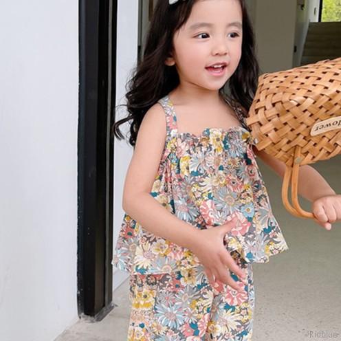 Bộ Áo Hai Dây + Quần Dài Chống Muỗi Phong Cách Phương Tây Cho Bé Gái