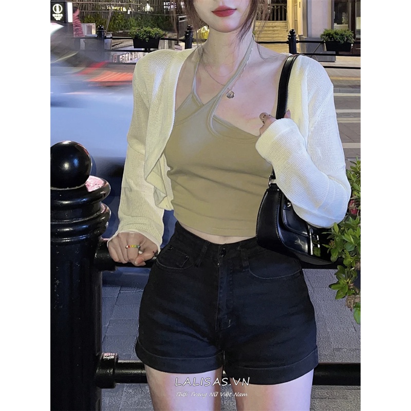 Quần Short Denim Chữ A Lưng Cao Thời Trang Hàn Quốc