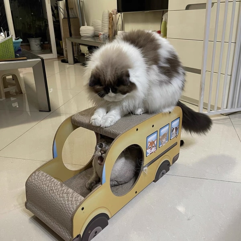 Ổ nằm kết hợp cào móng hình oto cho mèo bìa carton