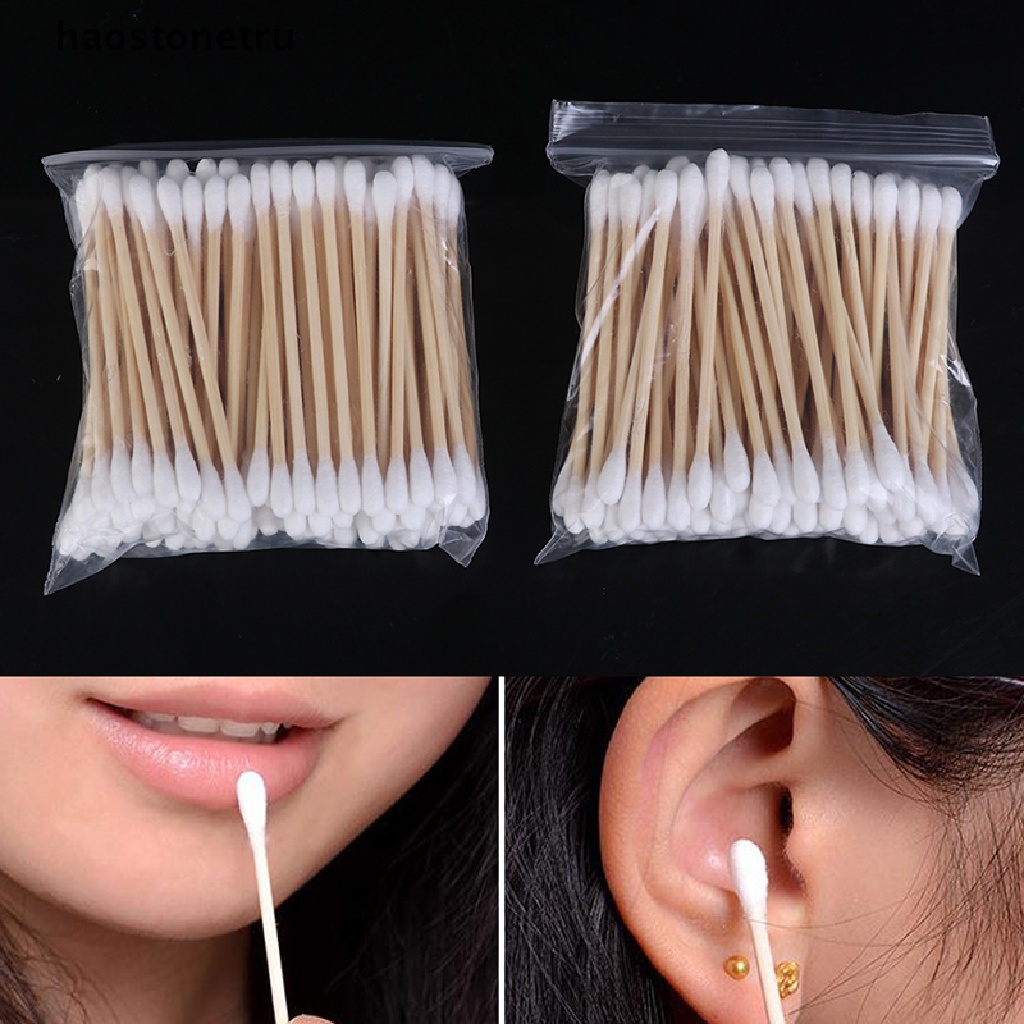 Hộp 100 Tăm Bông Cotton Hai Đầu Dùng Một Lần Trang Điểm Tiện Dụng