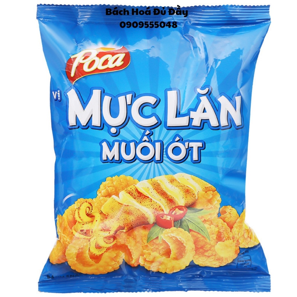 Bánh snack Poca nhiều loại, Bò lúc lắc, Tôm hùm nướng, Bánh phồng tôm, Mực Lăn muối ớt, Bắp ngọt xốc bơ, Que giòn Poca..