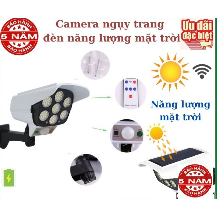 Đèn năng lượng mặt trời cảm ứng tự động BẬT TẮT có điều khiển - Giả camera chống trộm - Bảo hành 3 tháng Lỗi 1 đổi 1