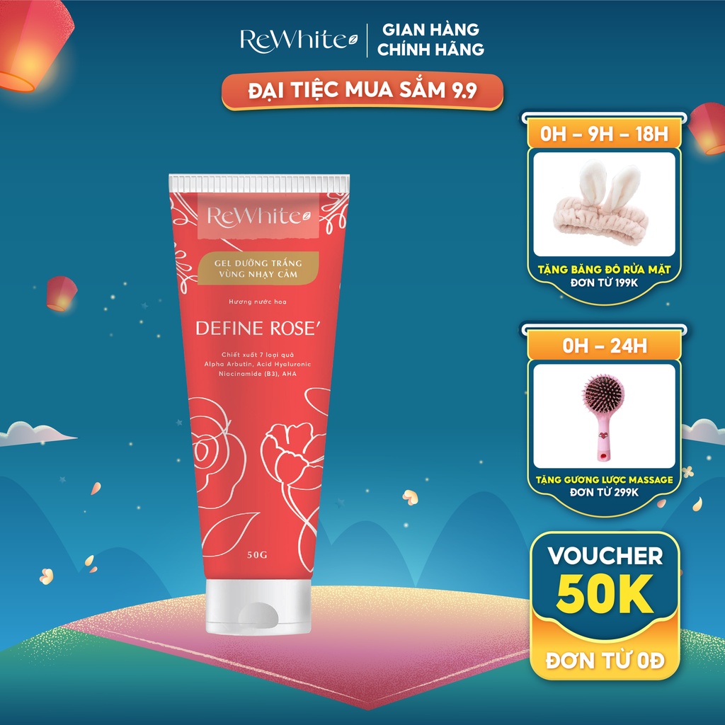 Gel Dưỡng Trắng Rewhitez Giảm Thâm Nách, Mông và Bikini Hương Nước Hoa Quyến Rũ Define Rose 50g/tuýp