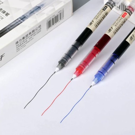 Bút bi nước mực gel nhanh khô ngòi 0.5mm Deli viết thư pháp cho học sinh văn phòng màu xanh đen đỏ ống mực liền S856