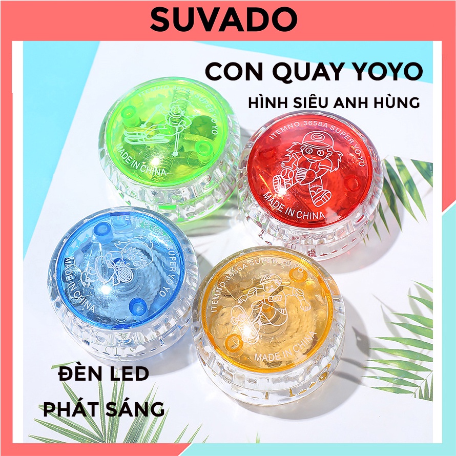 Đồ chơi Con quay YOYO có đèn led phát sáng Có Hình Siêu Anh Hùng cho bé YO SUVADO