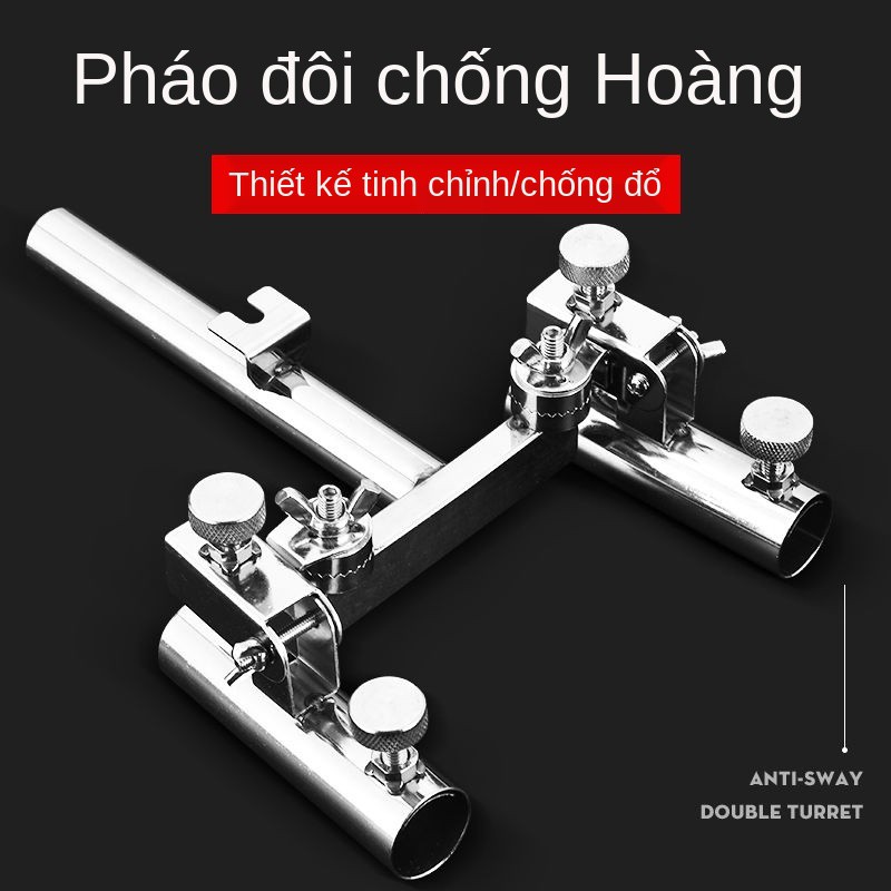 Hộp câu cá bằng thép không gỉ Giá đỡ pháo đôi Ghế đa năng đầu phụ kiện thanh