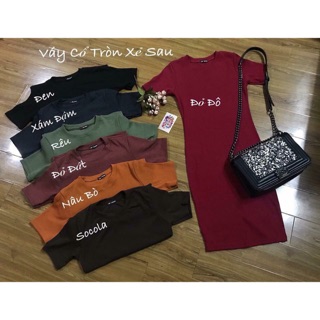 Váy len body xẻ sau