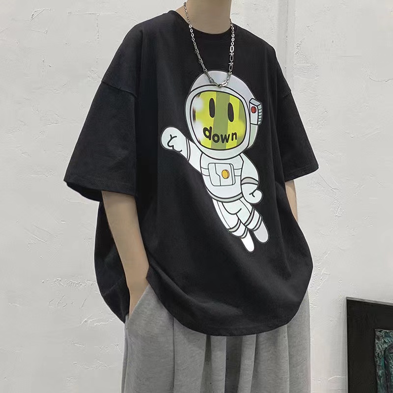 (Size M-8XL)Áo Thun Cotton Tay Ngắn Dáng Rộng In Họa Tiết Đơn Giản Thời Trang Cho Nam Và Nữ
