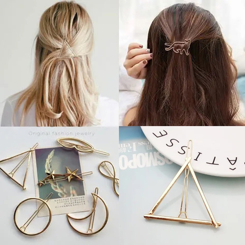 [Women Korean INS Style Golden Hair Clip] [Girls Metal Bangs Hairpin] [Ladies Elegant Hair Accessories]