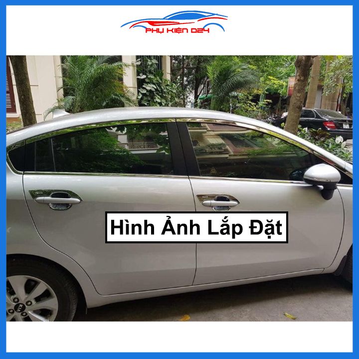Bộ nẹp viền chân kính cong kính Kia Rio Hatchback Inox sáng bóng chuẩn form xe