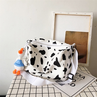 Túi Xách Canvas Họa Tiết Bò Sữa Dễ Thương Phong Cách Hàn Quốc#Bb