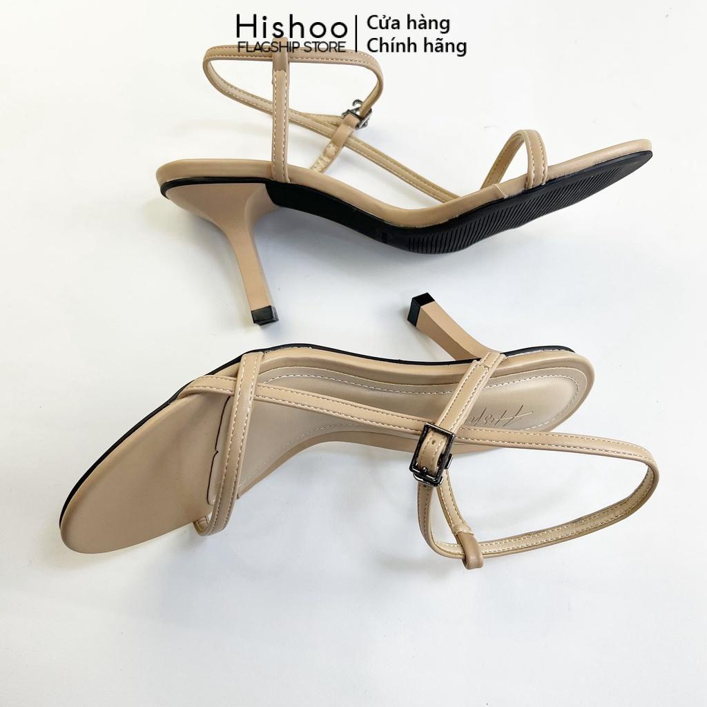 Giày Cao Gót Sandal Đi Học Mặc Áo Dài Váy Nữ Cao 7cm Thời Trang Hishoo Quai Mảnh Cao Cấp  VNXK Ulzzang S009