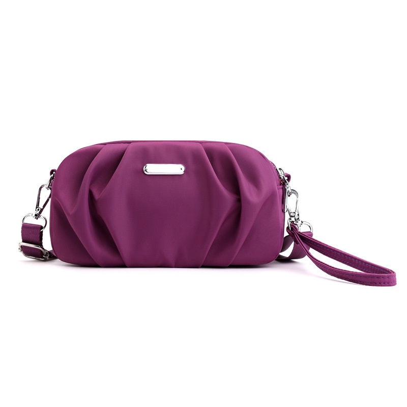 Túi đeo chéo IELGY dây kéo đôi nylon màu trơn phong cách Hàn