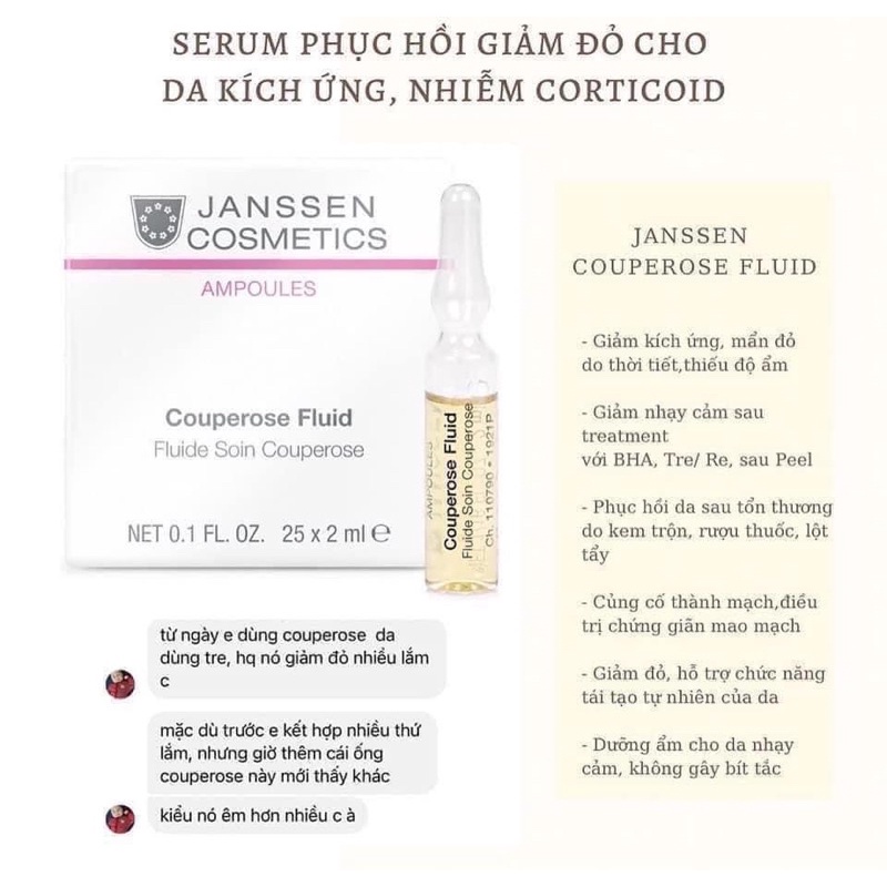 TINH CHẤT PHỤC HỒI CHO DA TREATMENT, LỘ MAO MẠCH JANSSEN COUPEROSE FLUID