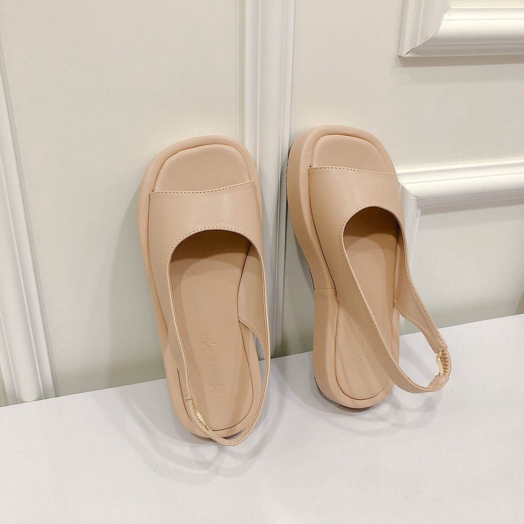 Sandal quai chun đế bọc cao 2p phong cách Unisex chất da mềm nhẹ siêu êm chân đi học đi chơi cực xinh