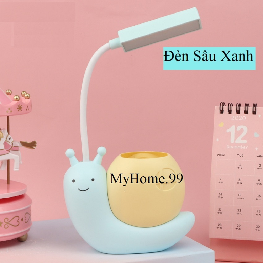 Đèn Học Để Bàn Mini Hình Ốc Sên Siêu Dễ Thương Kèm Ống Bút
