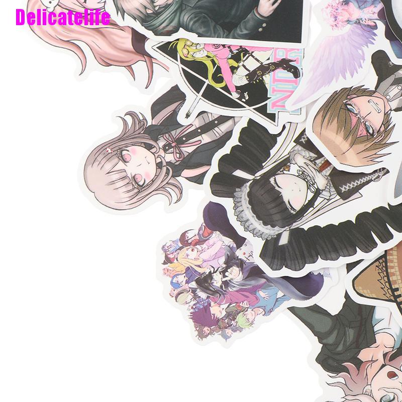 Bộ 50 miếng dán PVC chống thấm nước họa tiết Danganronpa anime trang trí vali/laptop/ván trượt