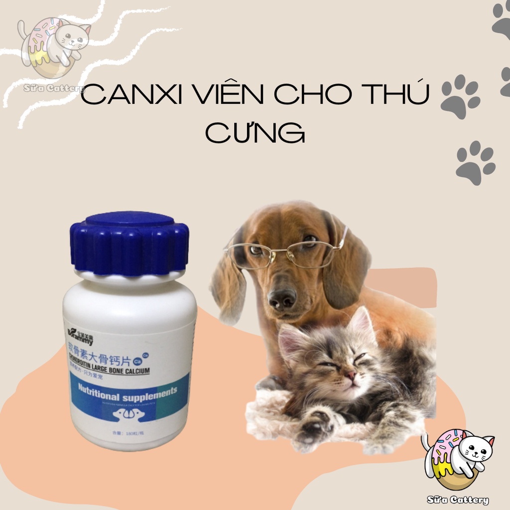 Canxi cho chó mèo, hỗ trợ chắc xương, calcium, vitamin -trị thiếu canxi cho chó mèo