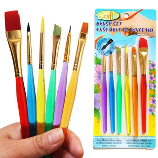 6 Pcs/Set Paint Brush Set New Nylon Handle Brush Kid Watercolor Drawing Painting