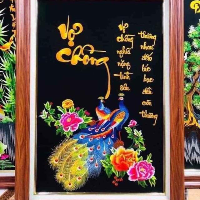 Tranh thêu sẵn mẫu vợ chồng ( chưa khung ) 50x70 cm