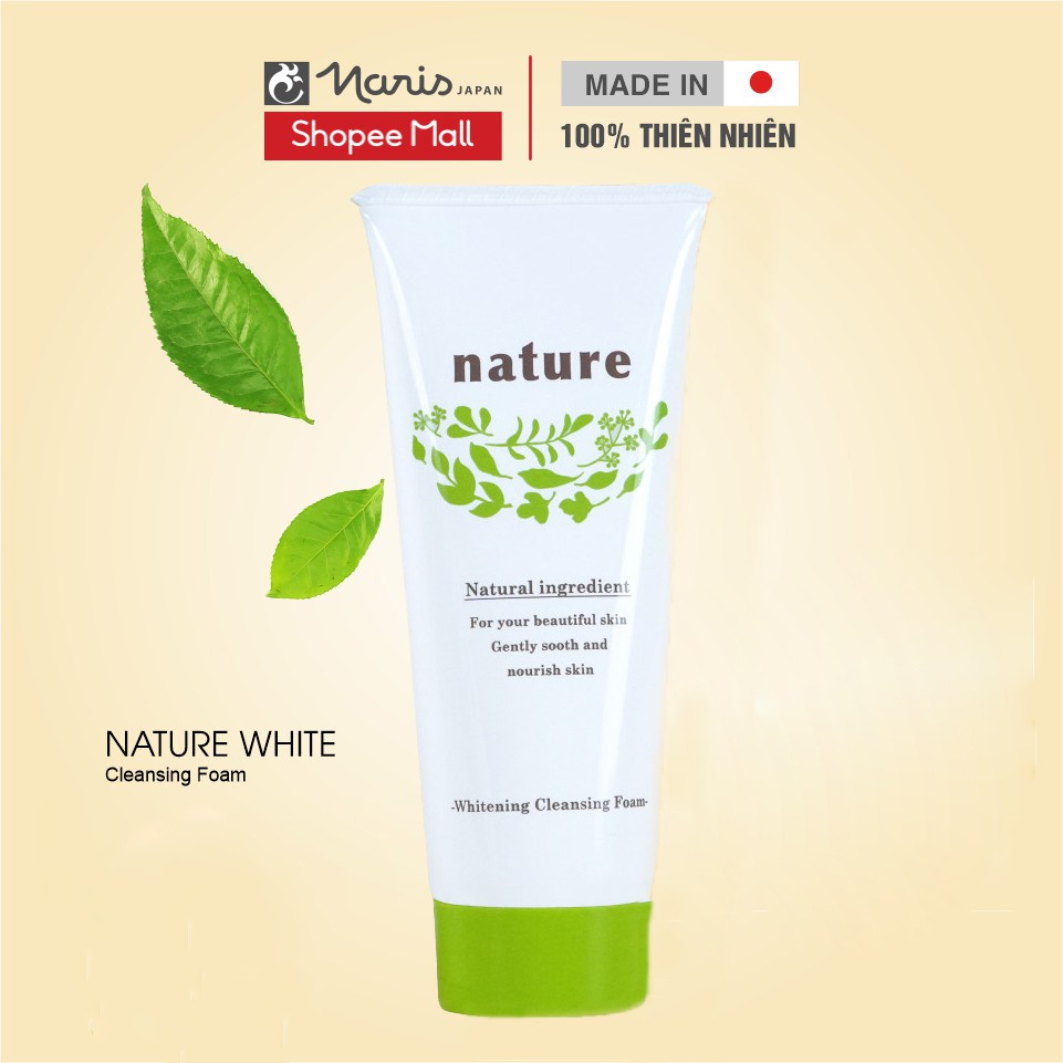 [Mã LTP50 giảm 50000 đơn 150000] Sữa rửa mặt trắng da Naris Nature Whitening Cleansing Foam 100g của Nhật