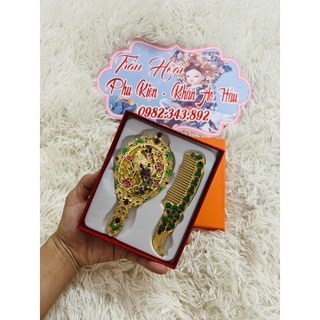 phụ kiện hầu đồng - Bộ gương lược hâug đồng hoạ tiết Công