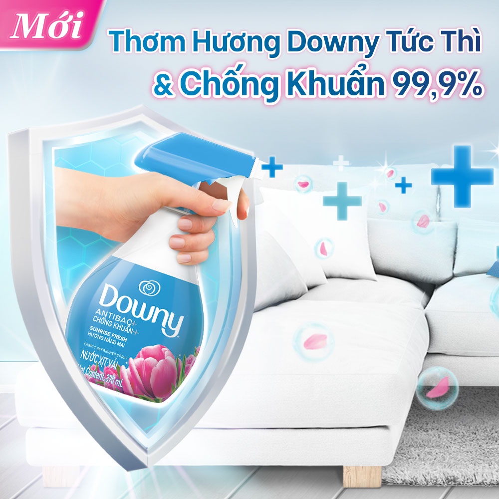 COMBO 2 Xịt Vải DOWNY Khử Mùi, Thơm Mát Và Chống Khuẩn 99.9% tức thì 370mL thơm như nước xả vải I Huyền Bí , Đam Mê