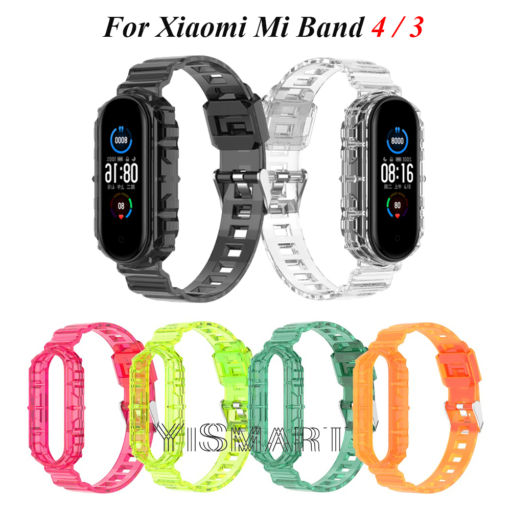 Dây Đeo Thay Thế Chất Liệu Silicon Màu Trơn Cho Xiaomi Mi Band 3 4 Nfc Miband 4