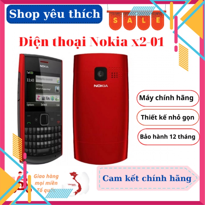 Điện thoại cổ độc nokia x2-01 bàn phím qwerty 24 phím, tặng kèm pin sạc, bảo hành uy tín 12 tháng