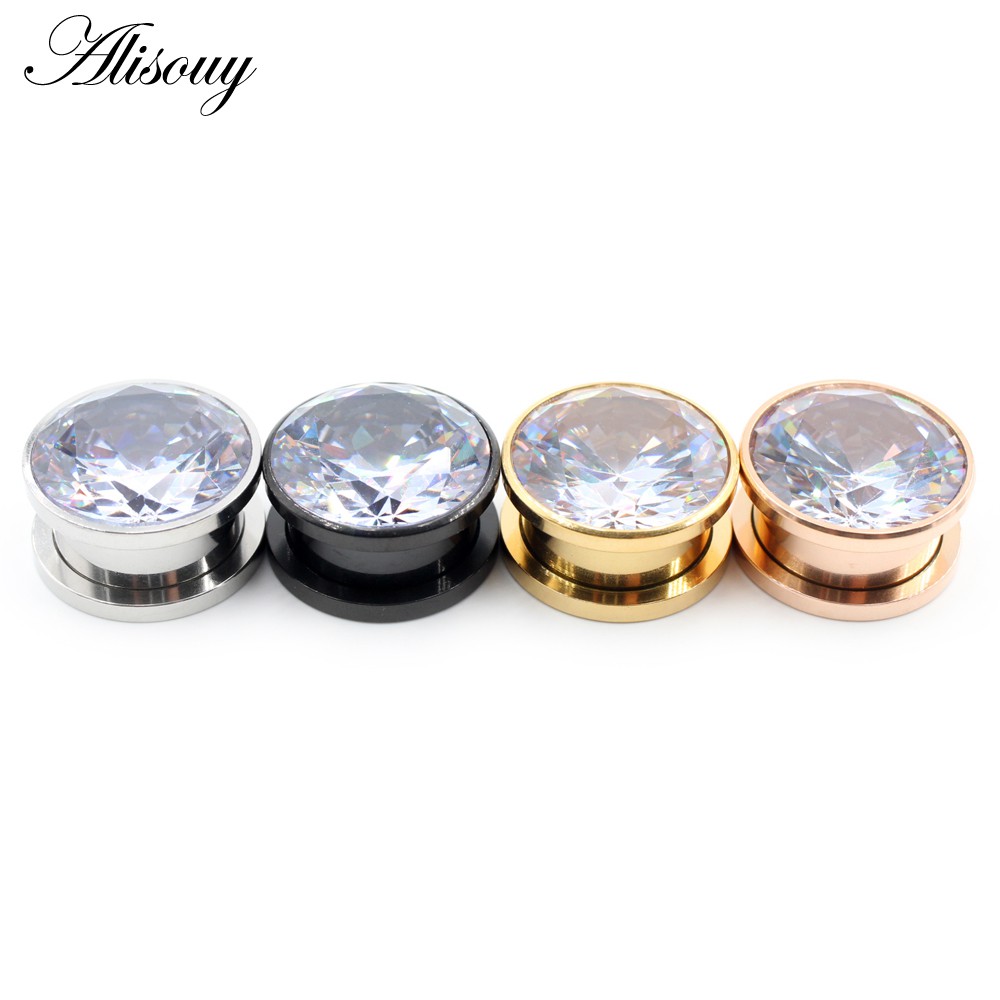 Alisouy Set 2 Khuyên Nong Tai Bằng Thép Không Gỉ Đính Đá Thời Trang