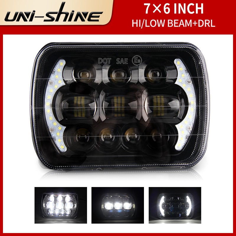 UNI-SHINE Đèn pha LED 150W 7X6 "sáng nhất Đèn pha LED DRL cho xe bán tải H6054 yamaha y15zr lc135 Honda Hyundai Toyota