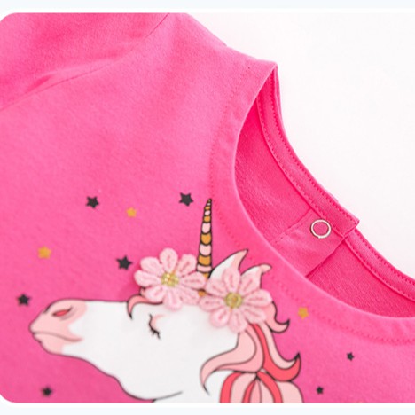 Mã Q353 váy bé gái màu hồng in hình ngựa Pony siêu đẹp của Liltte maven cho bé gái