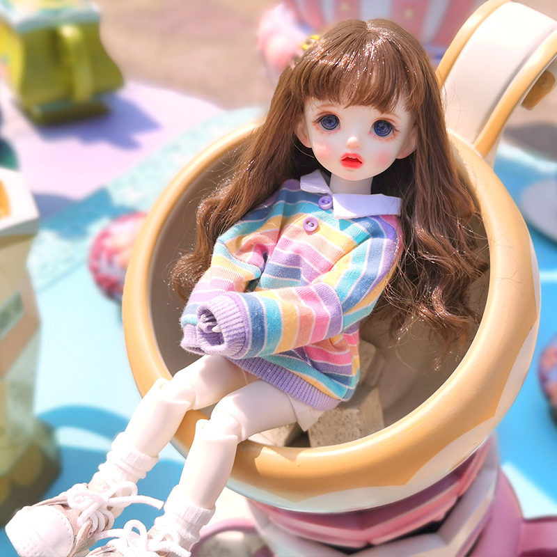 Áo sweater tay dài kẻ sọc nhiều màu dành cho búp bê