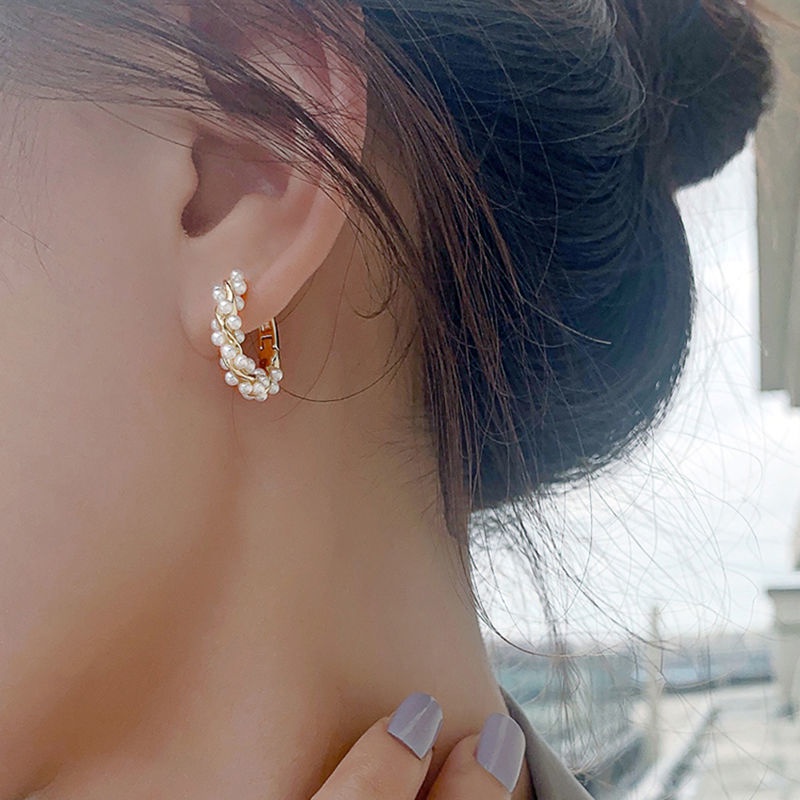Jiashucheng Bông Tai Đính Ngọc Trai Cao Cấp Sang Trọng Thời Trang Dành Cho Nữ