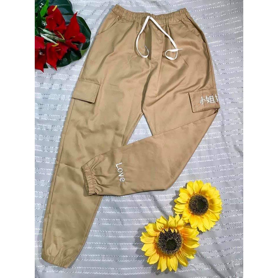 Quần kaki túi hộp, quần jogger nam, quần jogger nữ, quần dài kaki thêu chữ hàn cực cá tính( ảnh thật) | BigBuy360 - bigbuy360.vn
