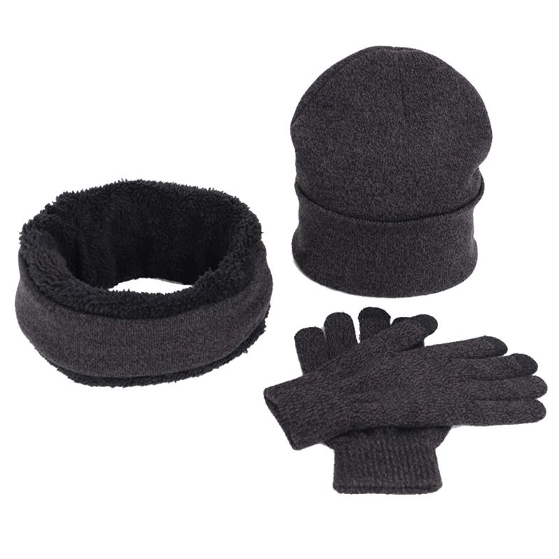 Khăn Choàng Dệt Kim + Găng Tay + Mũ Giữ Ấm Mùa Thu Đông Cho Nam Nữ