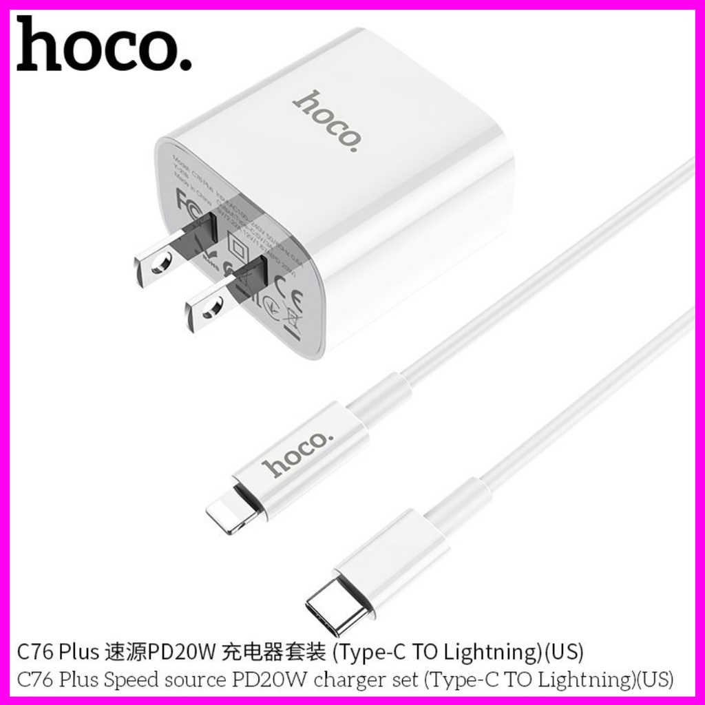 Bộ Sạc Nhanh Iphôn 20W PD. Hoco C76. Sạc Nhanh PD 20W/3.0A (Bảo Hành 1 Năm)