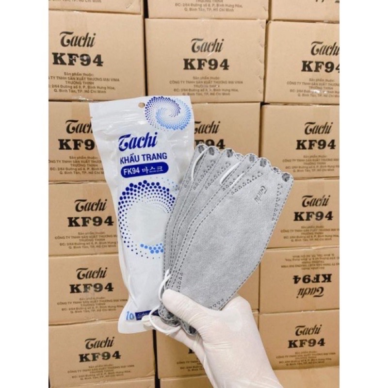Thùng 300 Cái Khẩu Trang KF94 TACHI Hàng Vải SMS Siêu Đẹp Kháng Khuẩn 4 Lớp , 4 màu xanh trắng đen xám .
