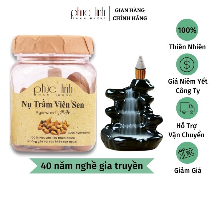 Nụ Trầm Hương Nguyên Chất PHÚC LINH Viên Nhỏ | Viên Lớn | Viên Sen Cao Cấp - Đốt Thơm Xông Nhà, Cúng, Phong Thủy