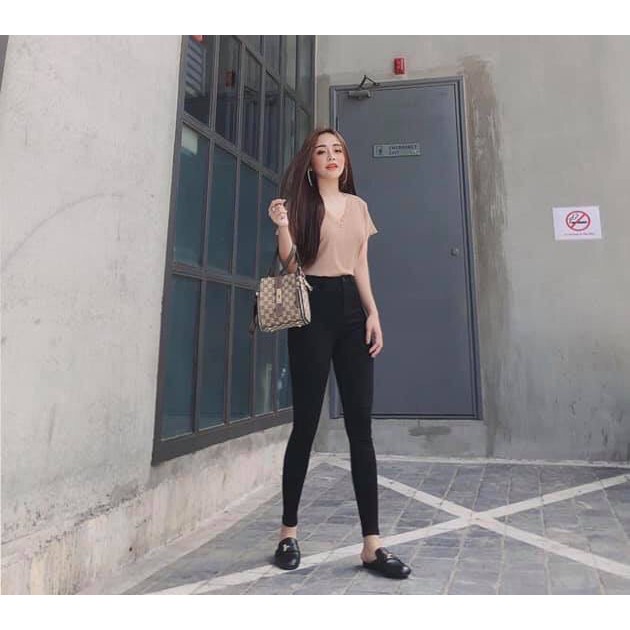 QUẦN JEAN bò giấy bigsize cỡ to quần tregging cạp khóa chất xơ gỗ co giãn mặc thoải mái Banamo Fashion 764