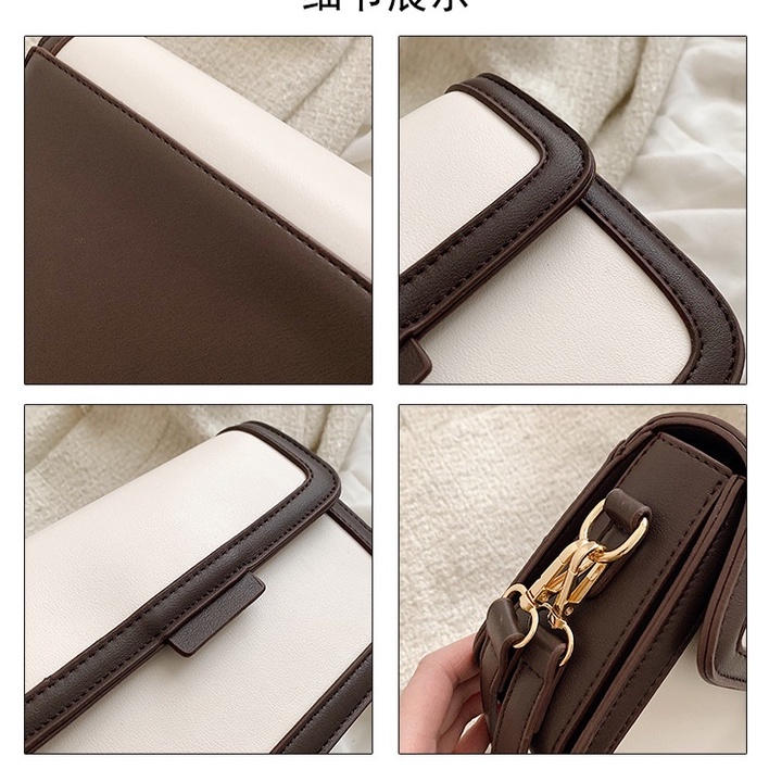 Túi Đeo Chéo Xách Tay Nữ Da PU Trơn Hai Quai Mẫu Mới Màu Nâu Trắng Đen Túi Kẹp Nách Phong Cách Đơn Giản Hàn Quốc