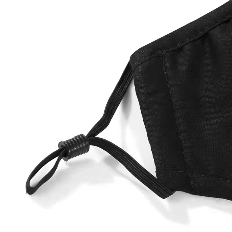 [Hàng mới về] Khẩu trang cotton chống bụi pm2.5 dày 3 lớp thoáng khí màu đen trơn dành cho nam và nữ