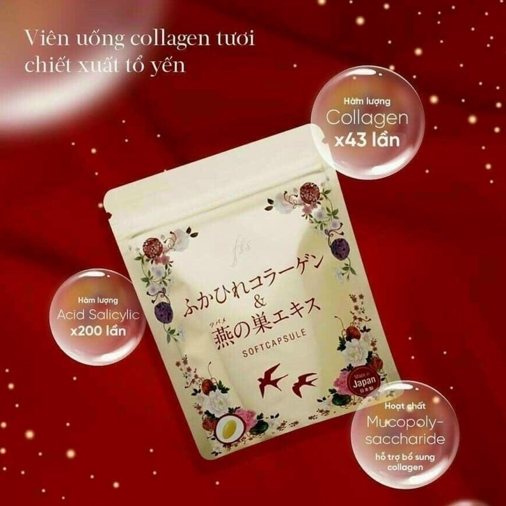 Viên uống Koharu Collagen tươi chiết xuất tổ yến Nhật Bản - Túi 30 viên
