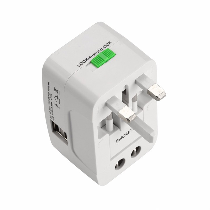 Ổ cắm điện quốc tế du lịch đa năng 2 cổng USB Travel AC Adapter