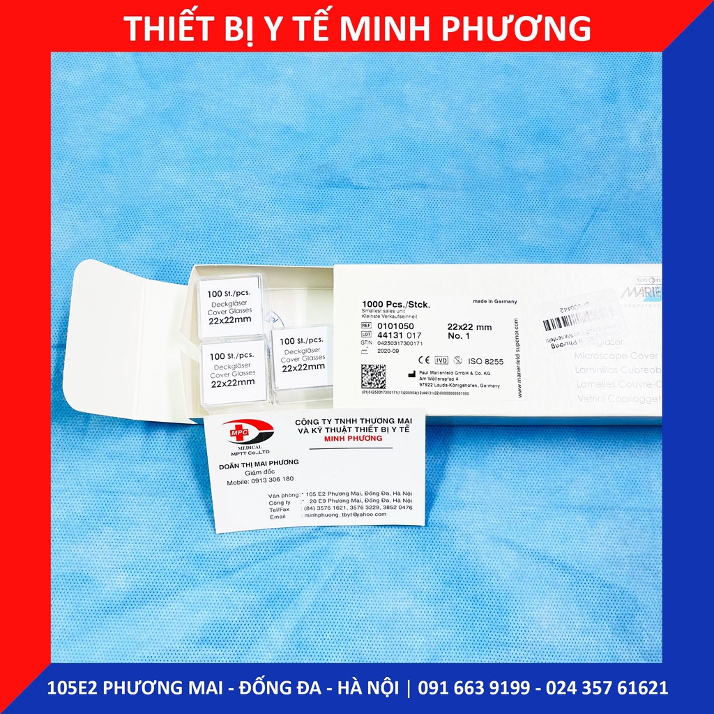 Lamen kính hiển vi 22x22 Đức Marienfeld